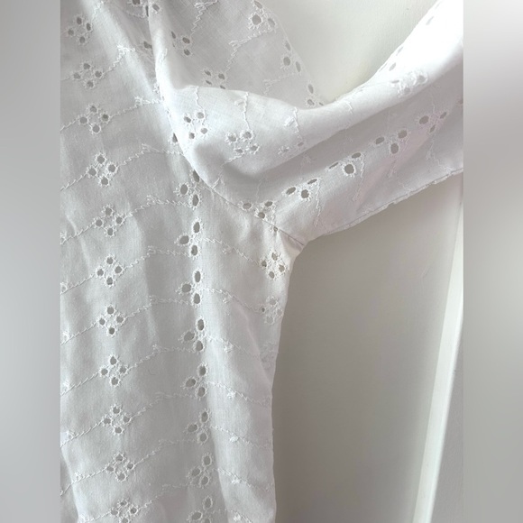 VINTAGE Ruffle Button-Up Romantic Eyelet Top S/M Cottagecore - Picture 7 of 7